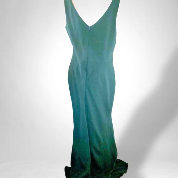 BETSY & ADAM "CHRISTINE" SCUBA CREPE RUFFLED BOW GOWN - Picture 5 of 8